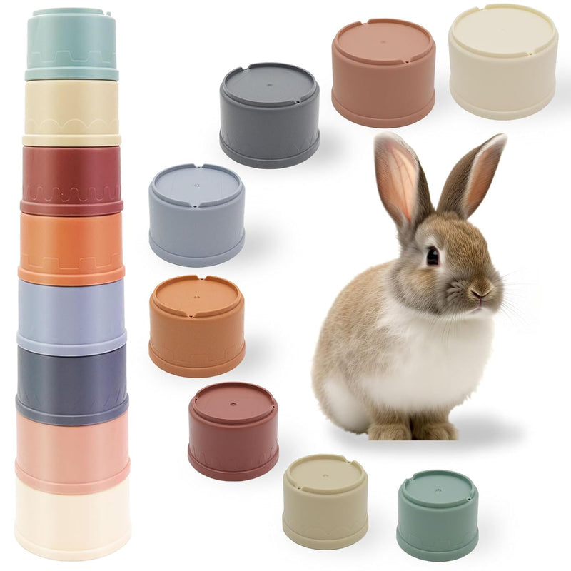 8 Pcs Stacking Cups For Rabbits Safe Plastic Rabbit Toys Of Different Sizes