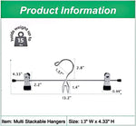 12 Pack Heavy Duty Add on Metal Pants Skirt Hangers, Stackable Add-on Metal Clothes Hangers with 2-Adjustable Clips, Cascading Clip Hangers Space Saving for Jeans, Slacks