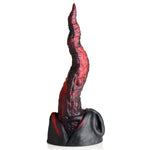 Dragon Tongue Silicone Dildo For Beginners, Men, Women, & Couples. Fantasy Dildo. Premium Silicone And Suction Cup Base. Harness Compatible. 1 Piece, Red & Black.