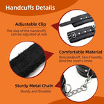 Adjustable Plush Handcuffs & Blindfold Set – Soft BDSM Restraints for Couples