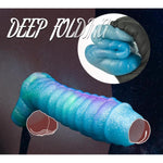 5.75In Galactic Blue Night Light Dragon Pennis Sleeve Girth Enhancer For Men, Reusable Silicone Monster Penis Sleeve, Penis Sleeve Enlarger With Cock Ring, Realistic Pennis Sleeve Extender For Sex