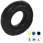 F-33 100% Liquid Silicone Cock Ring For Erection Enhancement - Textured Penis Ring Sex Toy For Men & Couples - Stretches 3X Its Size - 0.98" Inner Diameter - Adult Sex Toys (Black, Large)