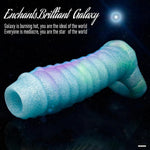5.75In Galactic Blue Night Light Dragon Pennis Sleeve Girth Enhancer For Men, Reusable Silicone Monster Penis Sleeve, Penis Sleeve Enlarger With Cock Ring, Realistic Pennis Sleeve Extender For Sex