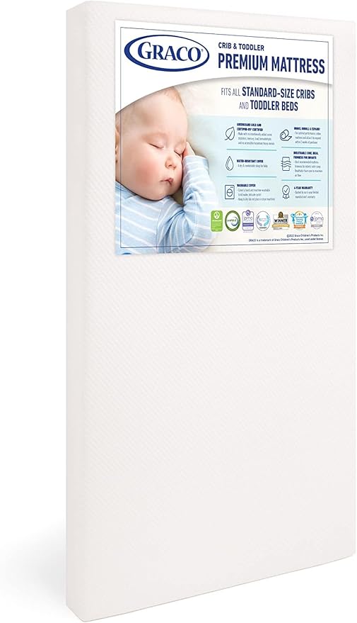 Premium Crib & Toddler Mattress – GREENGUARD Gold Certified & CertiPUR-US Certified, Fits All Standard Crib & Toddler Beds, Waterproof Sleep Surface, Machine-Washable Outer Cover for Easy Care