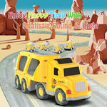 Toddler Car Toys For 3 4 5 Years Old Construction Transport Truck With 4 Pack Small Pull Back Construction Vehicles Friction Power Cars Christmas Birthday Gifts For Kids Boys Girls