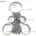 Sex Bondage Bdsm Kit Sexy Slave Stainless Steel Lockable Wrist Handcuffs&Ankle Shackle&Collar Chain Restraints Set Adult Sex Toys Couple Supplies ? (Male)