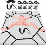 10-Piece BDSM Bondage Kit – Adjustable Bed Restraints, Wrist & Thigh Cuffs, Whip, Eye Mask