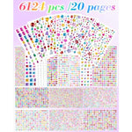 6124 Pcs Self-Adhesive Gem Stickers, Acrylic Rhinestones for Face & DIY Crafts