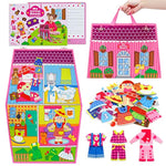 Dress Up House Felt Board 35Pcs Double-Sided Foldable Dress Up Teaching Girls Toy Preschool Crafts Storytelling Early Learning Interactive Play Kit For Toddlers Kids