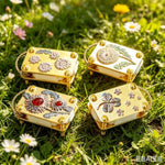Handcrafted Metal Miniature Flower Press Kit with Gold-Plated Design and Decorative Floral Patterns