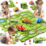 64Pcs Puzzle Track Car Set Toys For Kids Boys, Toddler Toys Gifts For 3 4 5 Year Old, Floor Puzzle Tracks Car For Boys Ages 3-5 4-6, For 3 4 5 6 Year Old