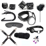 Bondage Sets 10 Pcs Bdsm Leather Bondage Sets Sm Ties Leather Bondage Sets With Eye Masks Sex Cuffs Whips Nipple Clamps Mouth Plugs Extreme Bedtime Bondage Sex Toys,Adult Games Sex Toys