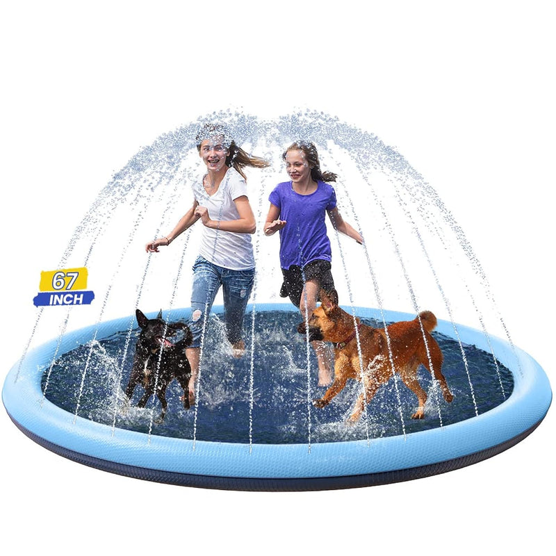 67Inch Dog Splash Pad Non Slip,Medium Pet Dogs Cool Sprinkler Pool Heavy Du