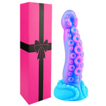 7" Beginner Small Monster Tentacle Dildo With Suction Cup, Silicone Fantasy Dragon Anal Plug, Realistic Tentacle Octopus Penis Conical Alien Dildo, Purple Blue G Spot Adult Sex Toy For Men Gay Women