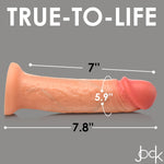 Jock 8" Realistic Skin Silicone Dildo For Men, Women & Couples. Ultra Realistic Dual Density Dildo With Suction Cup Base And Phthalate - Free. 1 Piece - Light