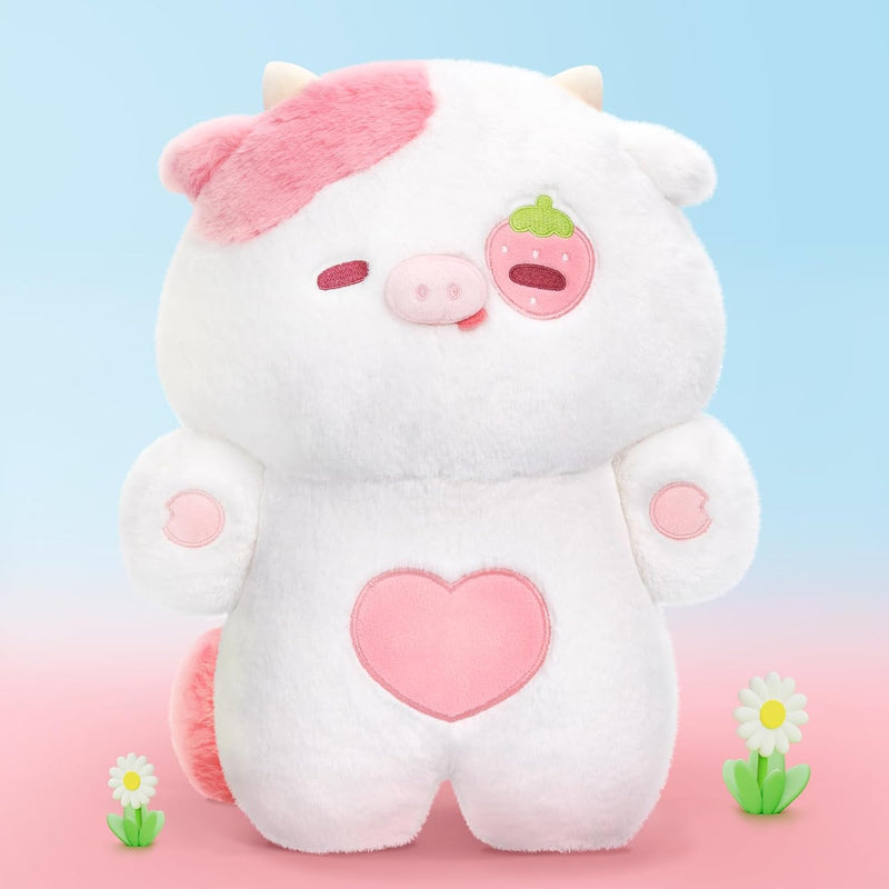 Strawberry Cow Plush Toys, Kawaii Cow Stuffed Animals Squishy Doll, Cute Cow P