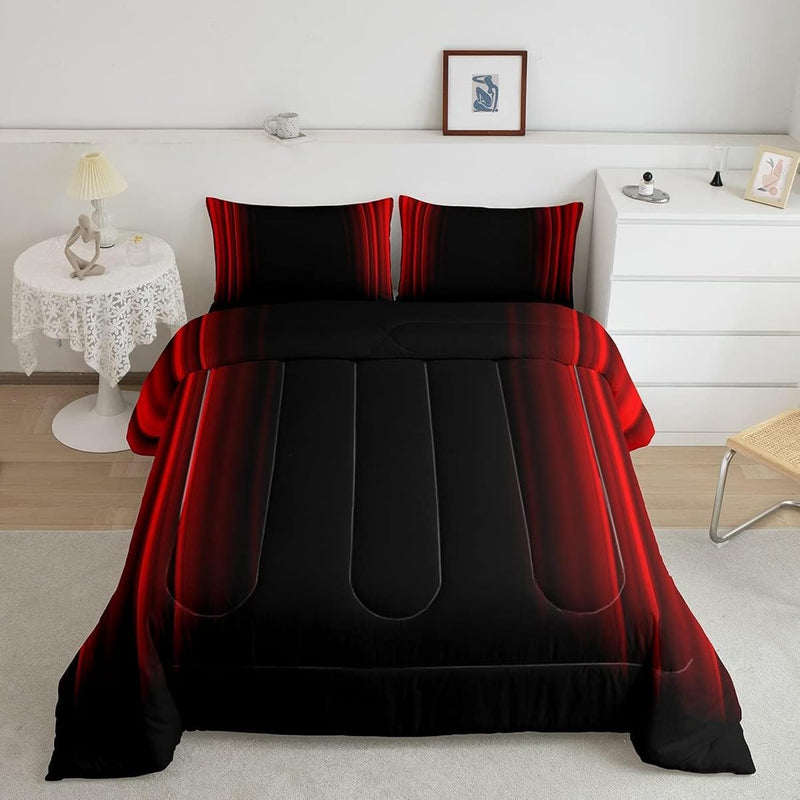 Abstract Ombre Comforter Set Kids Teens Red And Black Bedding Set Room Decor 2
