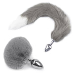 2Pcs/Sex Fox Tail Anal Sex Toys Butt Plugs Anal Plug Sex Toys For Women Man Adult Couples Anal Toys Adult Sex Toys For Couple Anal Training(Gray)