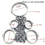 Sex Bondage Bdsm Kit Sexy Slave Stainless Steel Lockable Wrist Handcuffs&Ankle Shackle&Collar Chain Restraints Set Adult Sex Toys Couple Supplies ? (Female)