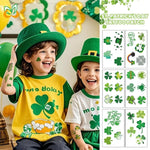 20 Sheets St. Patrick's Day Temporary Tattoos, Waterproof Clover Party Favors