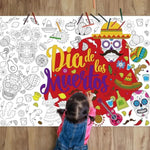 Giant Day of the Dead Coloring Poster, Sugar Skull Party Tablecloth & Banner