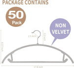 Plastic Hangers 50pack No Shoulder Bump Suit Hangers - Chrome Hooks,Non Slip Space Saving Clothes Hangers, Heavyduty,Rounded Hangers for Sweaters,Coat,Jackets,Pants,Shirts,Dresses Grey Hangers