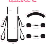 Adjustable Door Swing & Bondage Restraint Kit with Handcuffs & Leg Straps, Black