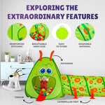 Caterpillar Kids Play Tunnel & Tent – Toddler Crawl Tunnel + Play Tent, Pop-Up Indoor/Outdoor Ball Pit Playset (Balls Not Included), Folds Flat For Storage