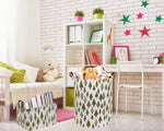 Rectangular Canvas Storage Bins,Waterproof Storage Basket,Collapsible Toy Organizer Bin with Handles for Clothes Storage, Kid's Toy Box,Book Bag (Tree)