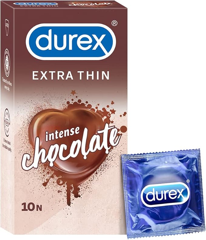 Extra Thin Chocolate-Flavored Condoms for Men – Intense Sensation, 10-Count Pack