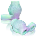 Silicone Penis Sleeve Cock Ring Blue Green Purple Glow In The Dark Thick Hollow Knot Dildo Penis Enlarger Penis Rings Short Penis Sheath Testicle Toys Cock Sleeve Reusable Adult Sex Toy Couple (L)
