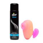 Kiss Travel Pleasure Air Clitoris Stimulator & Pjur Aqua Water Based Personal Lubricant 3.4 Fl Oz - Female Sex Toys Bundle