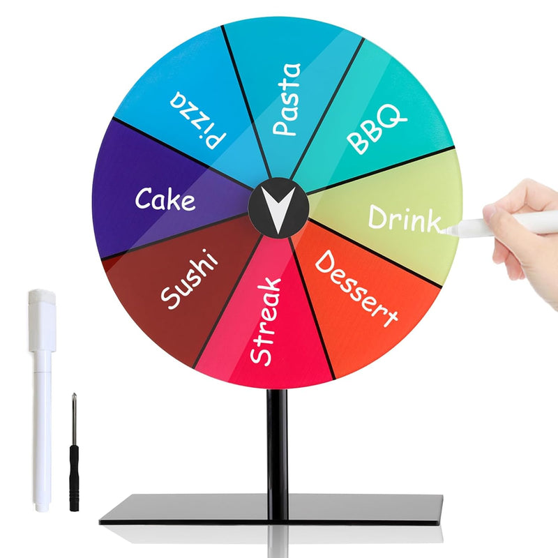 7.8" Spinning Prize Wheel, Spinning Wheel For Prizes With Stand 8 Slots Color
