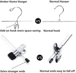 12 Pack Heavy Duty Add on Metal Pants Skirt Hangers, Stackable Add-on Metal Clothes Hangers with 2-Adjustable Clips, Cascading Clip Hangers Space Saving for Jeans, Slacks