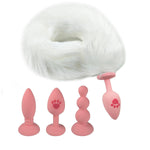 Fox Tail Anal Butt Plug With 3 Replaceable Anal Plugs Silicone Butt Plugs Anal Sex Trainer Cute Sexy Pink Sex Fox Tails Anal Sex Toys For Beginner Women Men Couple Cosplay Anal Tail Sex Toys (White)