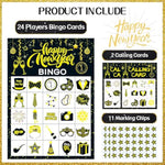New Year Bingo, 24 Players Happy New Year Bingo Cards New Years Eve Party Bingo Cards For School Classroom Office Family Activities New Years Party Supplies