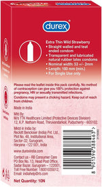 Extra-Thin Wild Strawberry Flavored Lubricated Condoms for Men, 10-Count