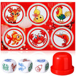 Adult Bau Cua Dice Game Set Gourd Fish Shrimp Crab Dice With Mat Shaker Vietnamese Bau Cua Ca Cop Game For Adult Lunar New Year, Gatherings, Celebrations(Classic)