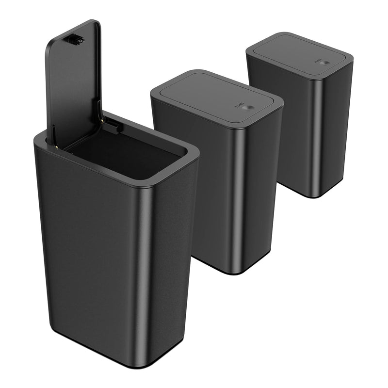 3 Pack 10 Liter Small Trash Can With Lid, 2.6 Gallon,Garbage Can Slim Trash Bin