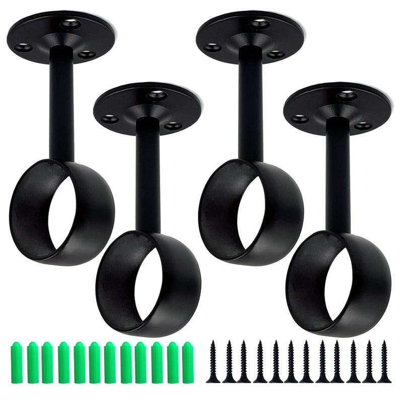 1-1/4 Inch 4 Packs Black Heavy Duty Stainless Steel Closet Rod End Supports Clos