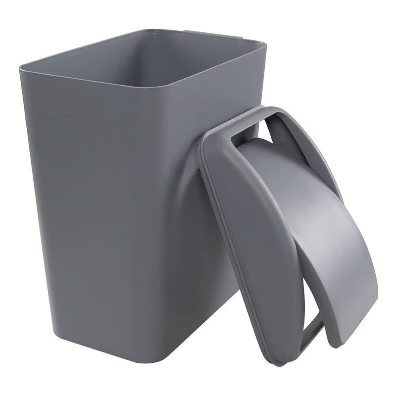 4.2 Gallon/16 Liter Swing-Top Lid Garbage Can, Grey Plastic Kitchen Trash Bin, 1