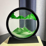 Dynamic 3D Deep Sea Landscape Sand Art in Motion, 7 Inch Round Glass Desktop Decor