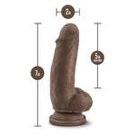 Blush Dr. Skin Plus 7" Realistic Dildo, Posable Girthy Penis W/Balls - Triple Density, Suction Cup, Strap-On Compatible - Lifelike Anal, Pussy Cock Sex Toy For Women, Men & Couples - (Chocolate)