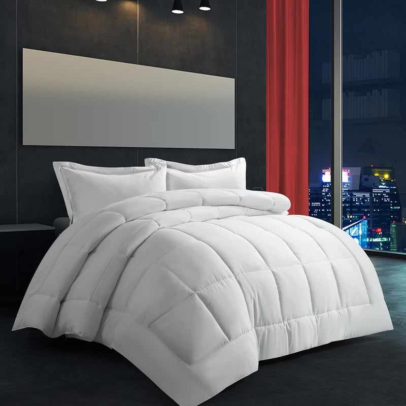 White King Bed Clearance Comforter Set With 2 Pillow Shams, White