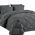 Queen Bed In A Bag 7-Pieces Comforter Sets With Comforter And Sheets Dark Grey All Season Bedding Sets With Comforter, Pillow Shams, Flat Sheet, Fitted Sheet And Pillowcases