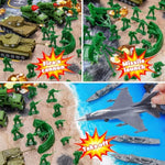 Army Men Playset – 117 Pcs Military Toy Soldiers Set With Action Figures, Battle Mat, Tanks, Helicopter, Submarine & Weapon Gear – Army Toys For Boys Ages 4-12, Great Gift For Kids