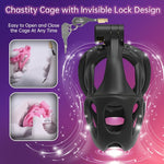 Chastity Cage Male Sex Toys With 4 Curved Rings And 2 Keys Breathable Hollow Chastity Device Lock Sm Fetish Toy For Man Penis Training (Black,S)