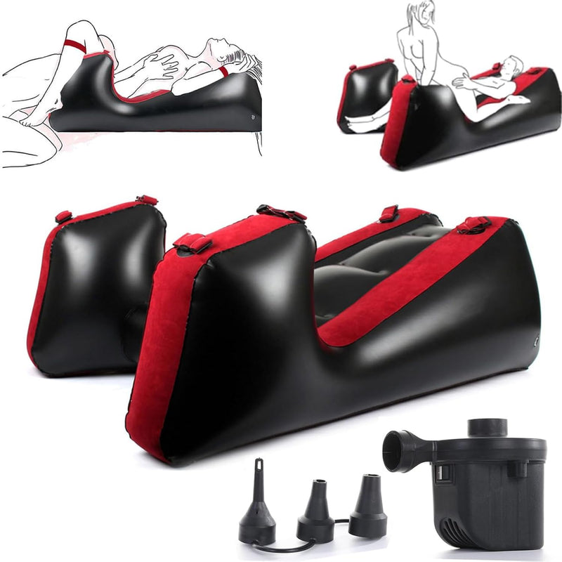 Inflatable Sex Sofa Cushion With Electirc Inflator, Pvc Flocked Sex Chair Ramp Furniture With Bondage, Couples Toys Positioning For Deeper Position Support Pillow