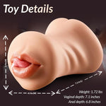 3-in-1 Male Masturbator with Oral, Vaginal & Anal Openings, 7.1-Inch Textured Sleeve