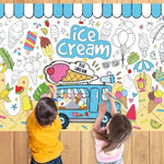 43.3 x 31.5 Inch Ice Cream Giant Coloring Poster for Kids, Party Art Activity